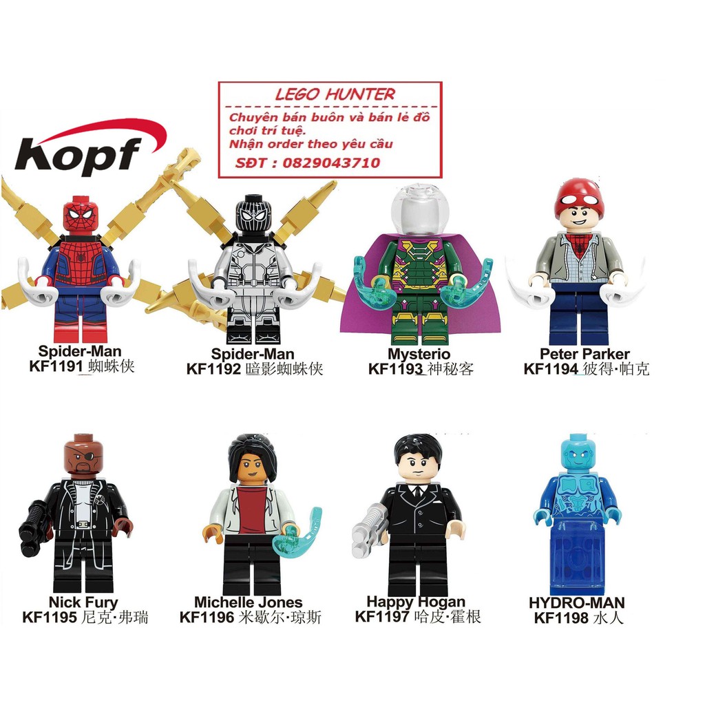 Lego Minifigures Marvel Spiderman Far From Home - nhân vật Mysterio Nick Fury Peter Parker Happy Hogan Michelle Jones