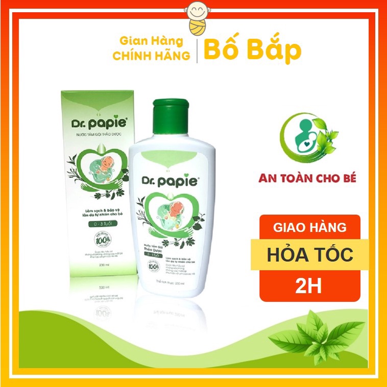 Nước Tắm Gội Thảo Dược Dr Papie Cho Bé 230ml - Giúp Ngăn Ngừa Và Giảm Các Vấn Đề Về Da