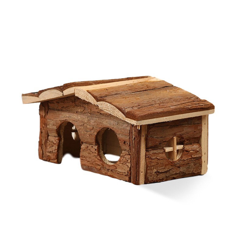 Nhà gỗ Hamster Ba dòng Tím Cang Trà sữa Pudding Chuột lùn Nhà gỗ đặc biệt Ngôi nhà gỗ nghiêng trên cùng của Vỏ cây