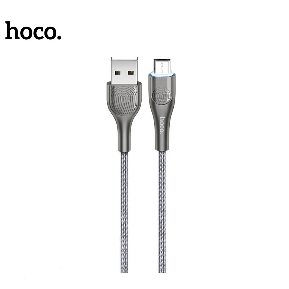 Cáp sạc Micro USB Hoco U59 đèn cảm ứng ánh sáng ở đầu sạc giữ cường độ truyền ổn định 2.4A dài 1.2M