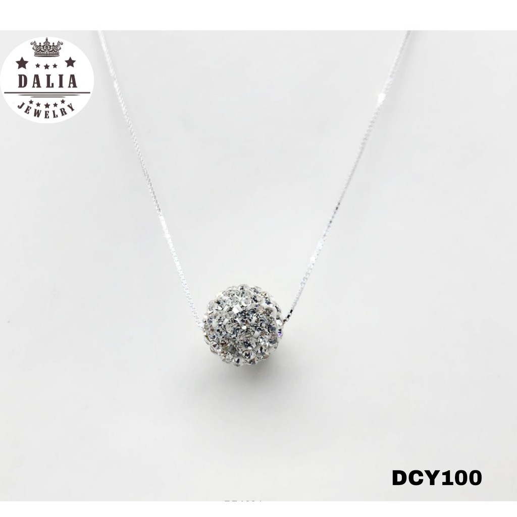 Dây chuyền bạc ý nữ DaLiA Jewelry cẩm tú cầu, nạm đá hình tròn xinh, có bán lẻ mặt rời