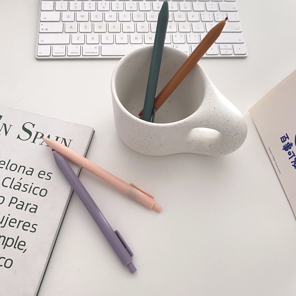 INS Macaroon Gel Pen Bút gel đen với vỏ màu phấn cổ điển Bút viết gel mờ 0,5mm văn phòng phẩm