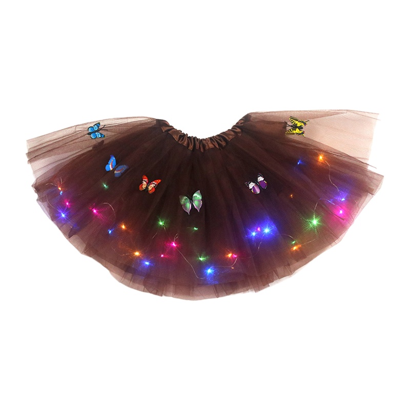 Chân Váy Lưới Tutu Co Giãn Phối Đèn LED Cho Bé Gái
