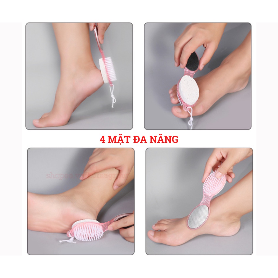 Bàn Chải Tẩy Tế Bào Chết - Chà Gót Chân 4in1 Tiện Dụng – Dụng Cụ Chà Gót Chân - Bầu Dục HM269