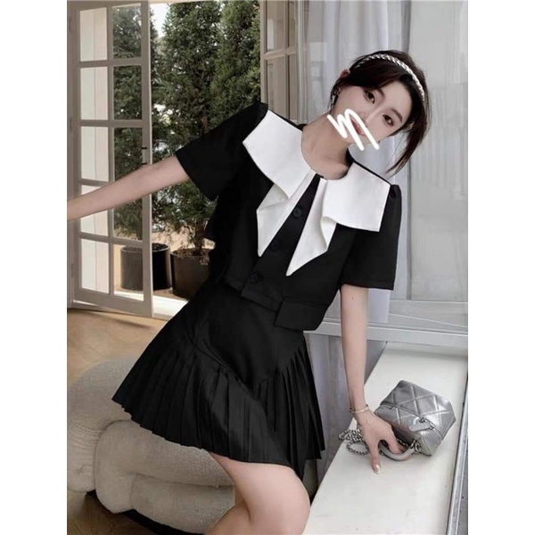 Set áo váy xếp li có quần trong rẻ đẹp thanh lịch