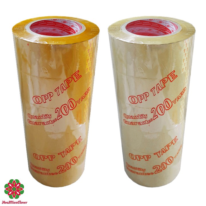 SET 6 cuộn Băng Keo Dán Thùng 200 yard 4F8 Lõi Giấy - Nâu Vàng | Trắng Trong  | Shopee Việt Nam