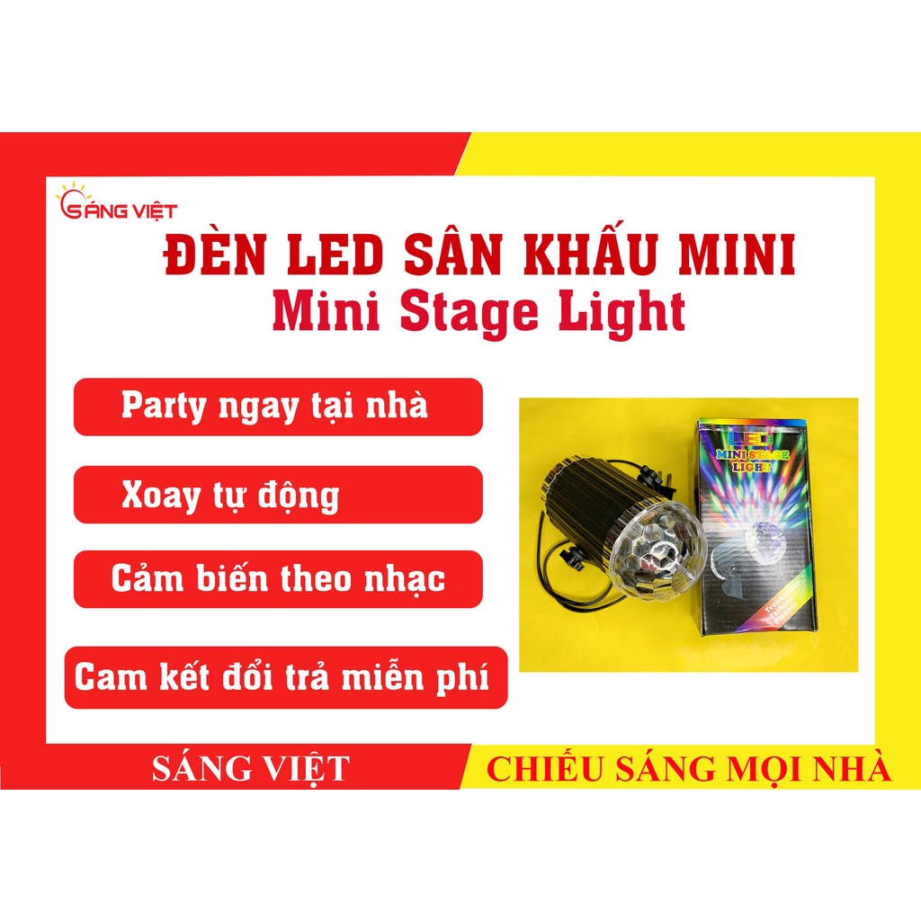 ✨✨Đèn cực phê QUẢ CẦU XOAY PHA LÊ 7 MÀU NHẤP NHÁY THEO NHẠC - ĐÈN CHỚP - ĐÈN NHÁY KARAOKE - SÂN KHẤU - LED MINI STAGE✨✨