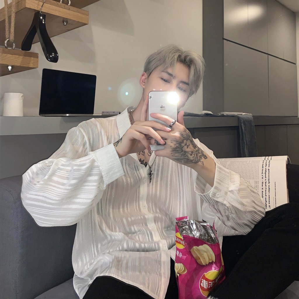 SƠ MI XUYÊN THẤU KẺ DỌC, SƠ MI NAM ĐẸP - LJINSTORE | BigBuy360 - bigbuy360.vn