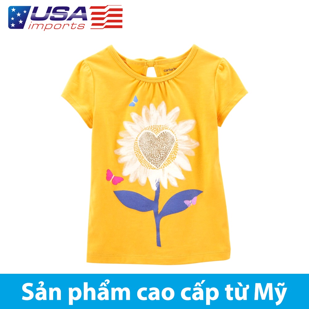 Áo thun vàng tay ngắn bé gái Sunflower Car-tờ Auth Từ Mỹ (1M083210)
