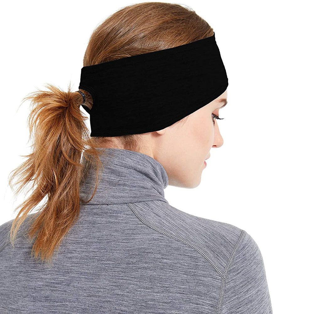 Băng đô trùm đầu bịt tai bằng lông len thấm hút mồ hôi giữ ấm vào mùa đông chơi thể thao ngoài trời