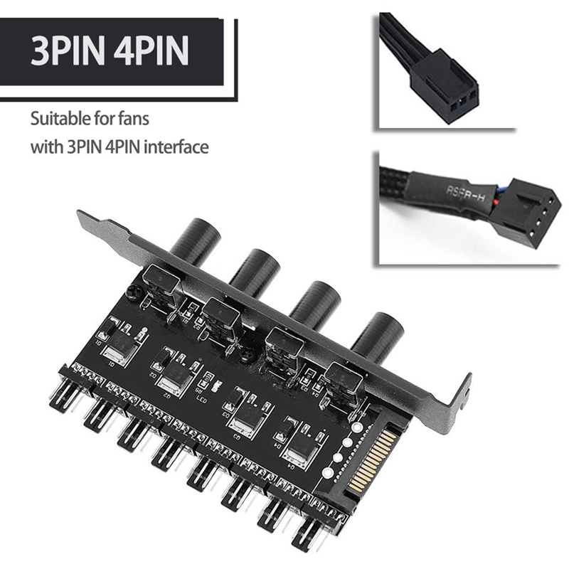 Bộ Điều Khiển Quạt Tản Nhiệt 4 Nút 8 Kênh 12v Cho Cpu Case Hdd Vga Pwm Fan Pci