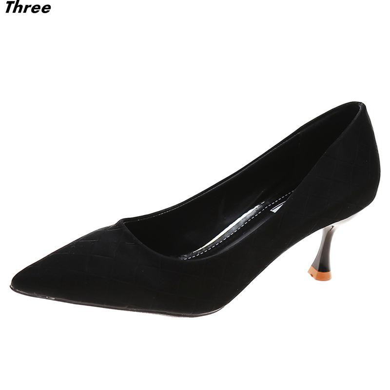 Women's shoes, high heels, shallow mouth pointed toe, women's all-match temperament, ladies fine mid-heeled professional work shoes