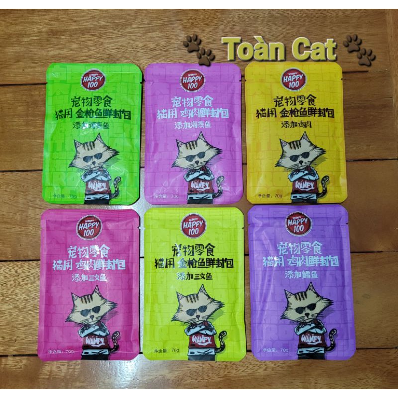 PATE WANPY HAPPY 100 GÓI 70G DINH DƯỠNG CHO MÈO ( bỏ sỉ )
