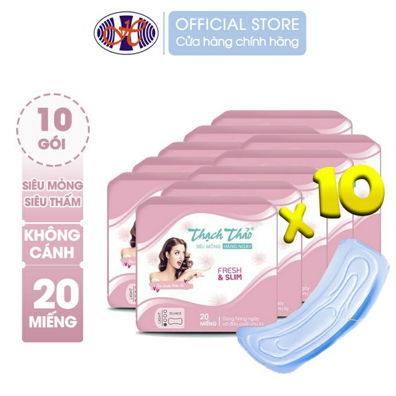 [  BAO BI MỚI COMBO 10 GÓI ] Băng vệ sinh hàng ngày Thạch Thảo Lady 15cm tự tin hoạt động cả ngày – Gói 20 miếng