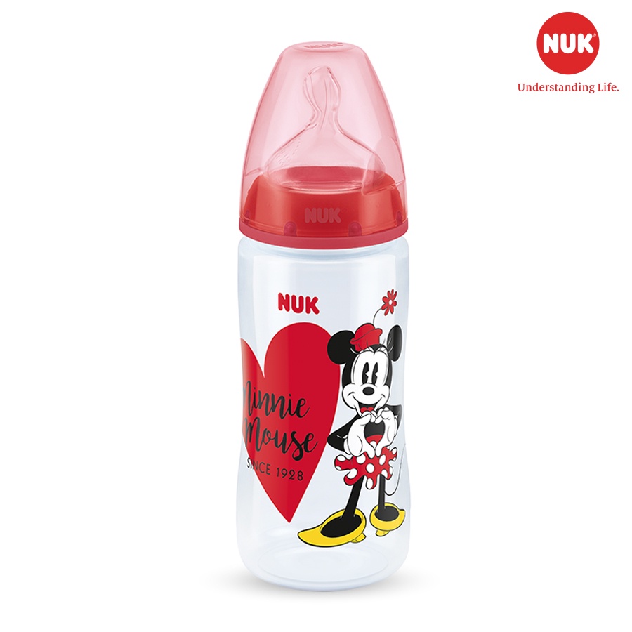 Bình sữa NUK nhựa PP Mickey 300ml núm ti Silicone