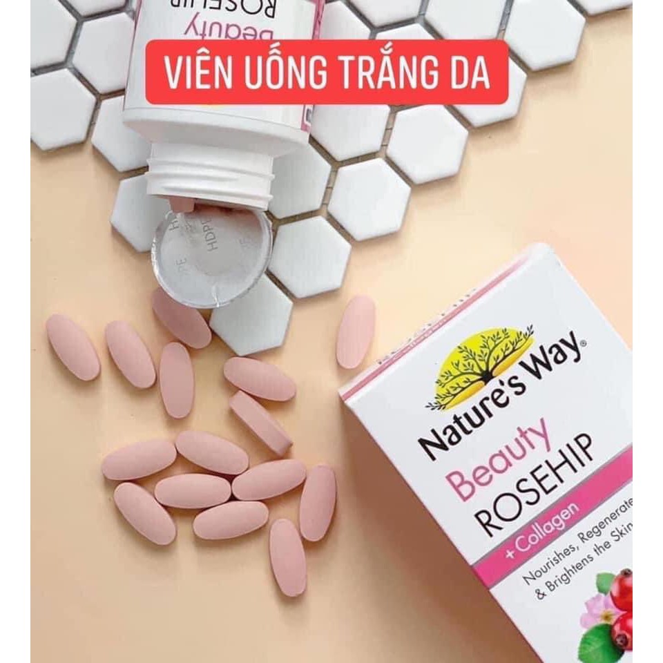 VIÊN UỐNG TRẮNG DA NATURE'S WAY BEAUTY ROSESHIP + COLLAGEN 60 VIÊN CỦA ÚC