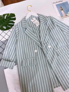 Áo vec kẻ xanh