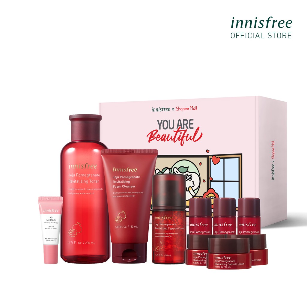 Bộ sản phẩm làm sáng chống oxy hóa Innisfree Jeju Pomegranate set