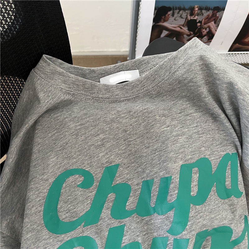 Áo Thun Nữ Ngắn Tay Cổ Tròn In Chữ Phong Cách Hàn Quốc Mới