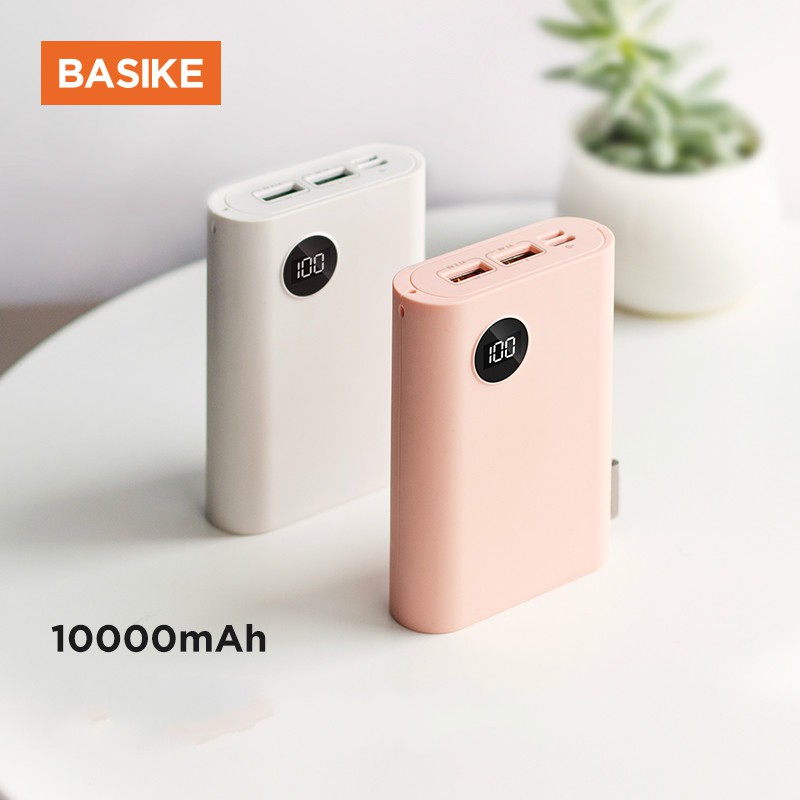 Pin Sạc Dự Phòng Basike BSK-PF22 10000mah Đèn Led 2 Cổng Với Cáp Sạc