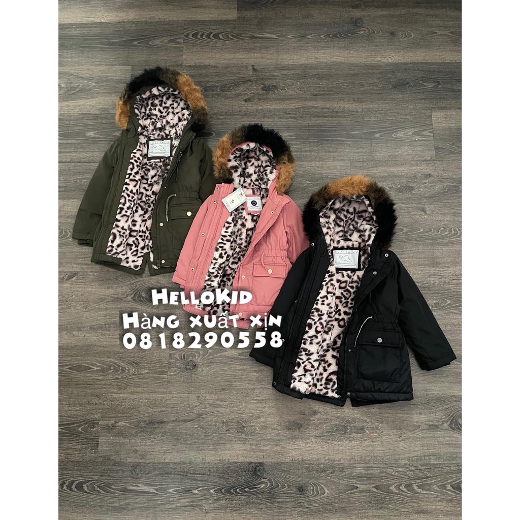 A606-Áo khoác parka TU lót lông báo rút eo bé gái