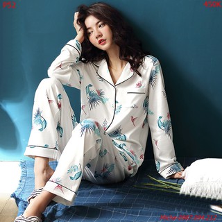 Pyjama cotton cao cấp họa tiết lá xanh thanh lịch - Micha P52