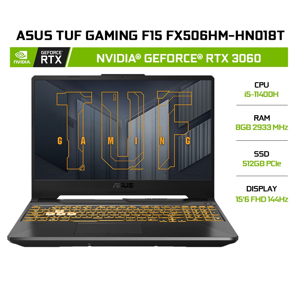 Laptop ASUS TUF FX506HM-HN018T i5-11400H 8GB 512GB RTX3060 15.6' 144Hz W10