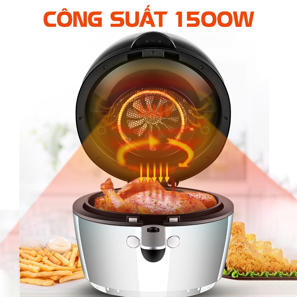 [10.5L] Nồi Chiên Không Dầu Nine Shield 10.5L, 12L - Chứa 2 con gà - Thế hệ mới 2022 - Nồi chiên k dầu - Lỗi 1 đổi 1