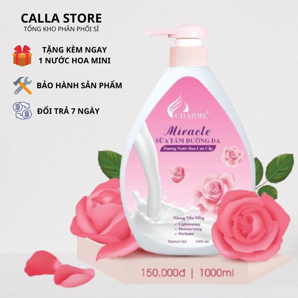 [ẢNH CHỤP THẬT] Sữa tắm dưỡng trắng da hương nước hoa MIRACLE 1000ml/Tặng kèm nước hoa mini