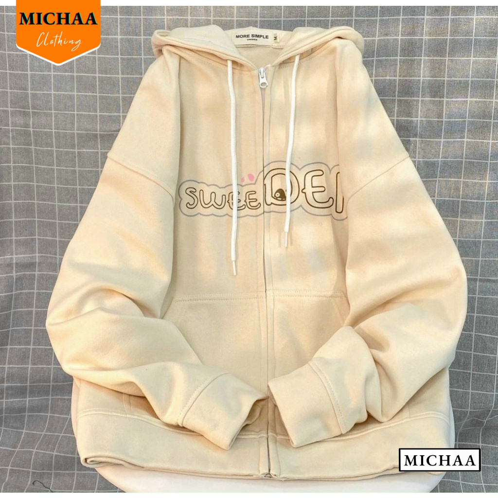 Áo Khoác Nỉ SWEEDER Nam Nữ Ulzzang Unisex Tay Rộng, Áo Khoác Dây Kéo Form Rộng - MICHAA