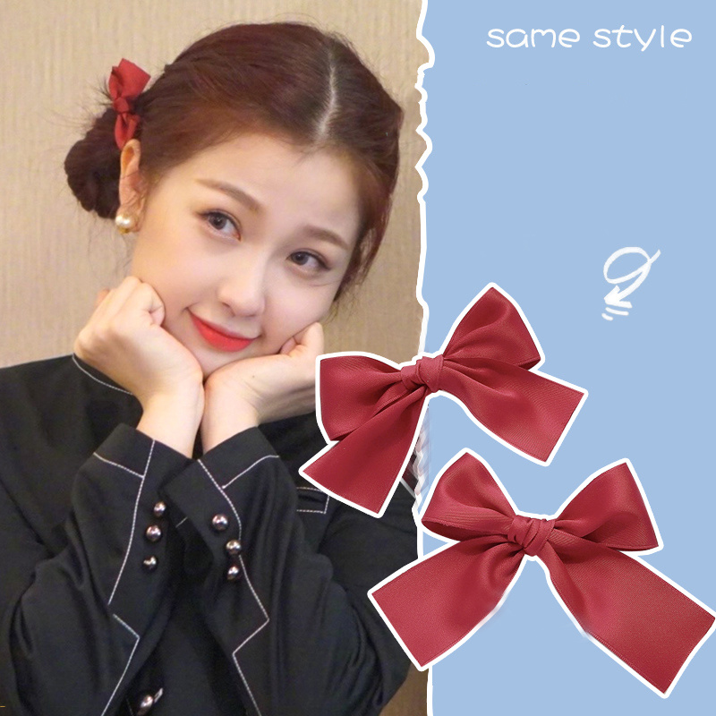 Set 2 Kẹp Tóc Hình Nơ Vải Nhung Thanh Lịch
