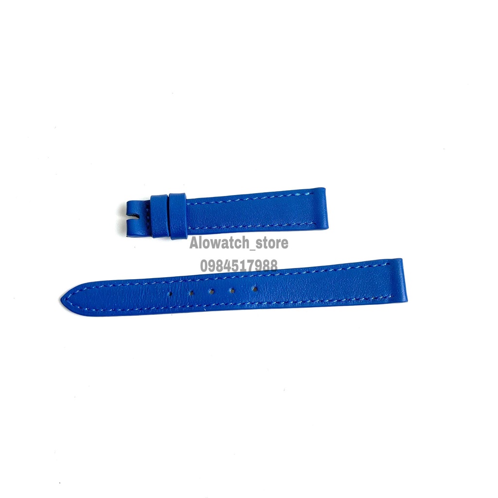 Dây da đồng hồ, dây da bò màu xanh size 12mm đến 20mm