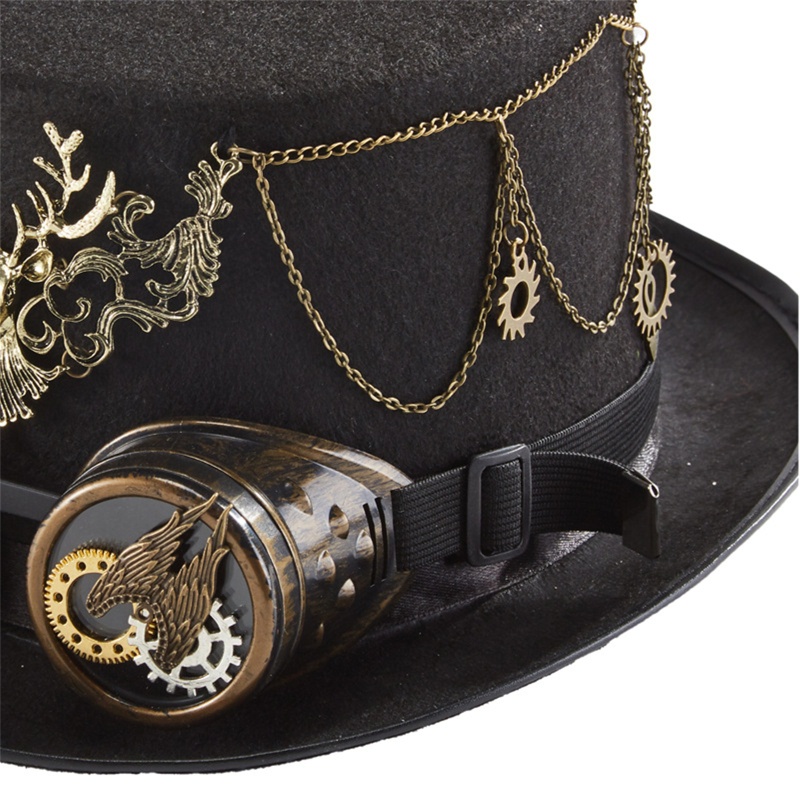 Xiangbao Mũ Hóa Trang Đầu Hươu Phong Cách Steampunk Gothic Có Dây Xích Cho Tiệc Halloween