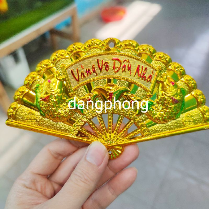 quạt song cá vàng vô đầy nhà 15cm_20 cm gắn bông tỏi tháp tỏi,oản tài lộc