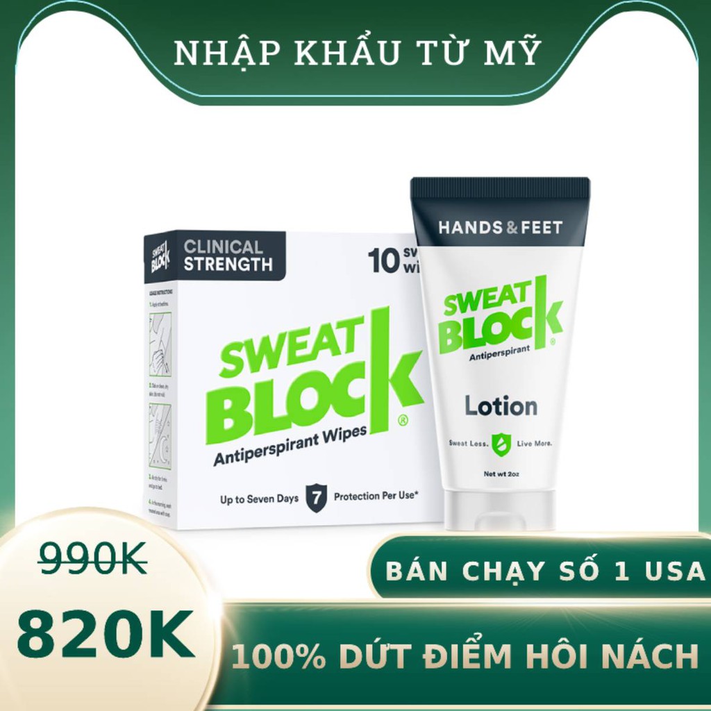 Combo SweatBlock Ngăn Đổ Mồ Hôi Nách, Tay Chân, Khử Mùi Hôi Toàn Cơ Thể Lấy Lại Tự Tin