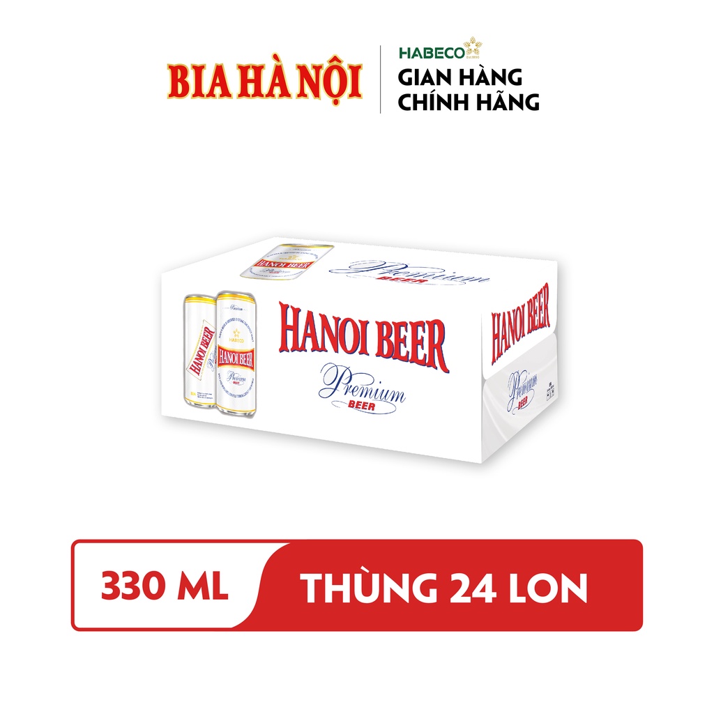 HỎA TỐC HÀ NỘI - Thùng 24 lon Hanoi Premium Beer - HABECO (330ml/lon) - Phiên bản lon cao