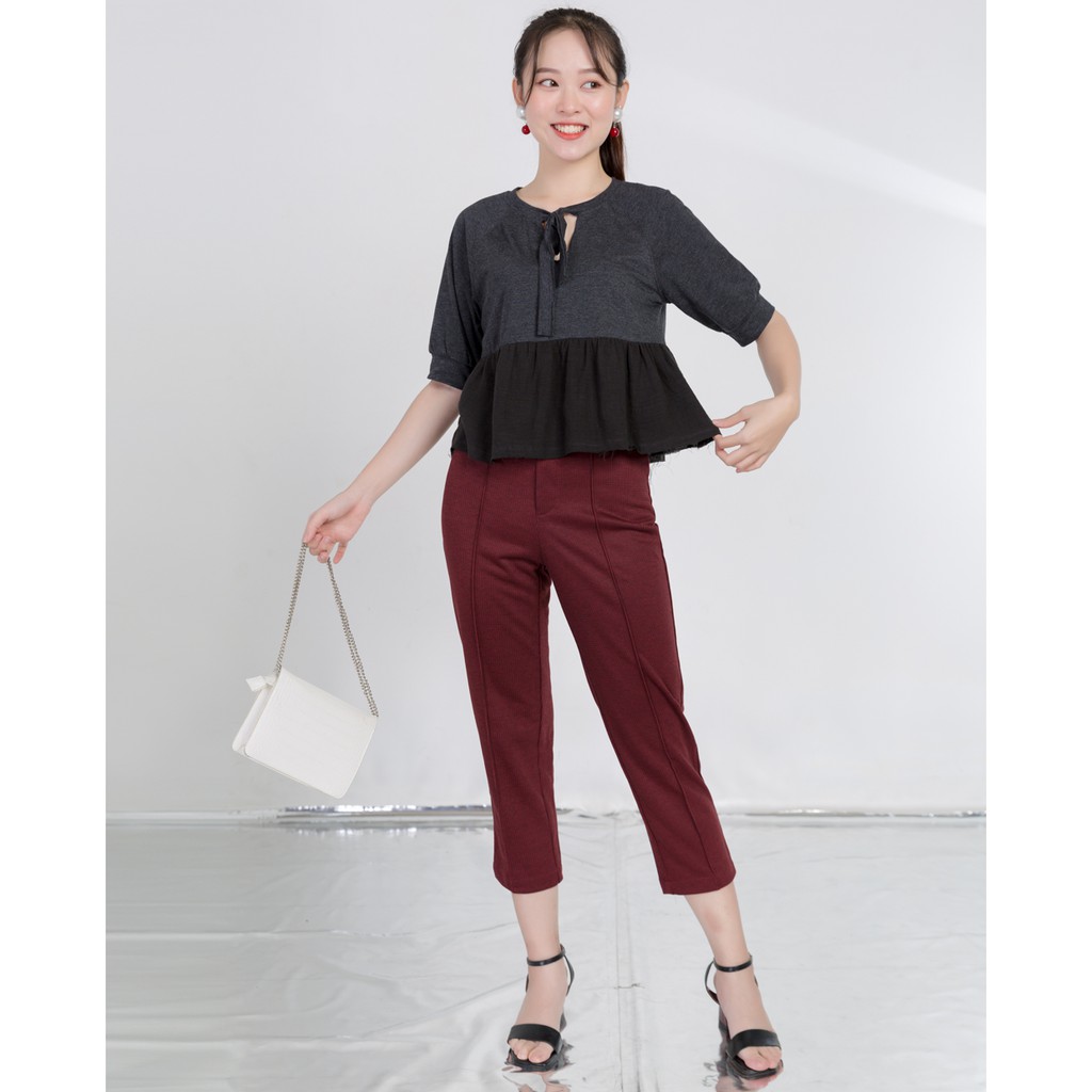 [Mã FAMALLT5 giảm 15% đơn 150k] [Mã FASHIONMALLT4 giảm 15% đơn 150k] Áo thun bèo lai cổ cột dây J-P Fashion