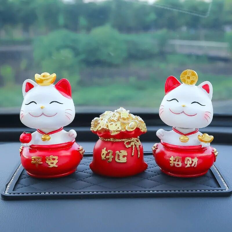 Bộ 02 Chú Mèo Thần Tài Gật Đầu - Lắc Lư Lò Xo Vui Nhộn