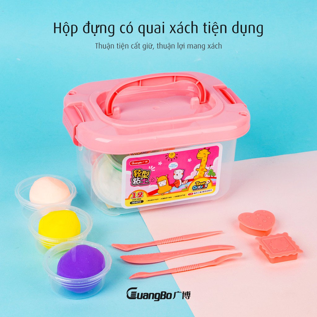 Bộ đất nặn nhẹ tự khô Softclay tạo hình GuangBo 12/24/36 màu nguyên liệu butter slime - an toàn, kèm khuôn 04012/13/14