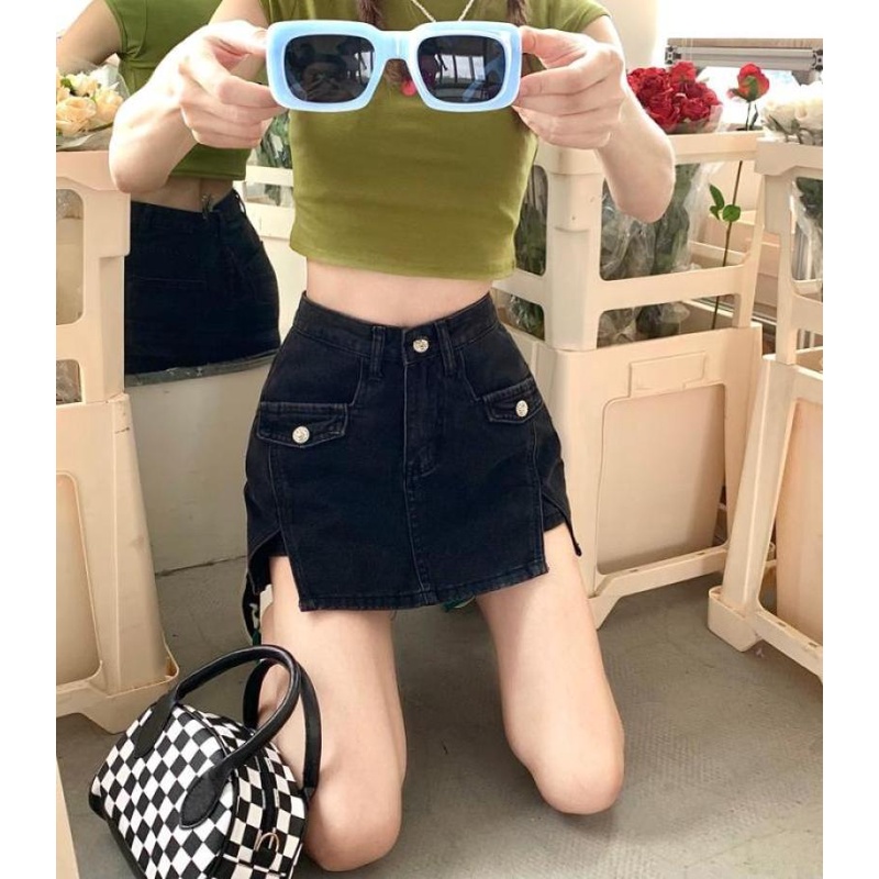 Quần Short Jean Nữ Xẻ Tà Thời Trang