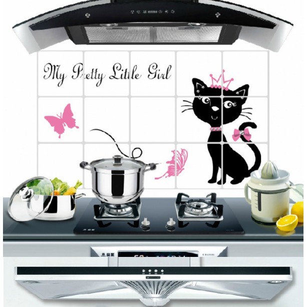 Decal dán bếp tráng nhôm cách nhiệt - Mèo đen