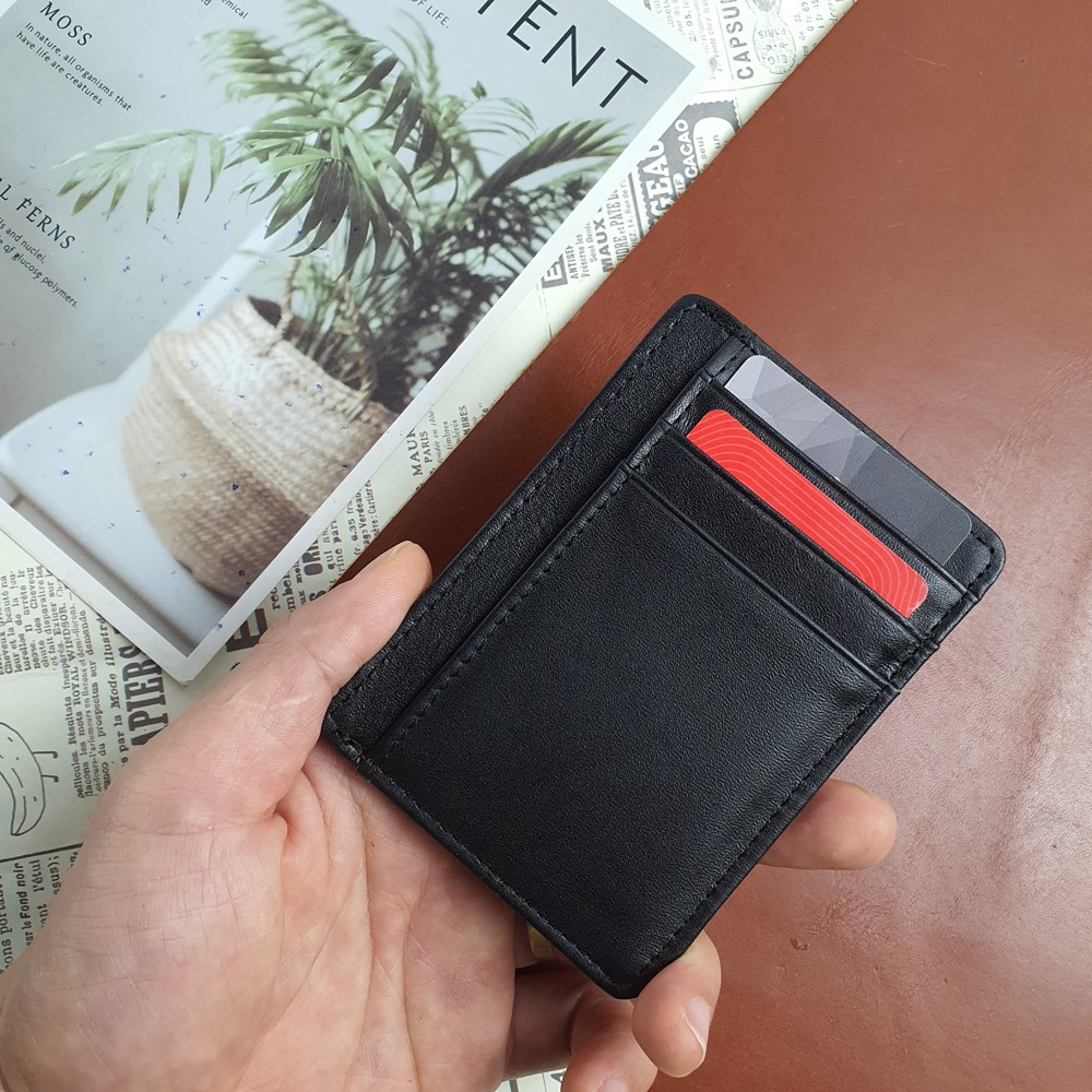 [DA BÒ THẬT] Ví Mini Đựng Thẻ Card Holder Nam Nữ Nhỏ Gọn Tiện Lợi - Da Bò Sáp - Bảo Hành 3 Năm