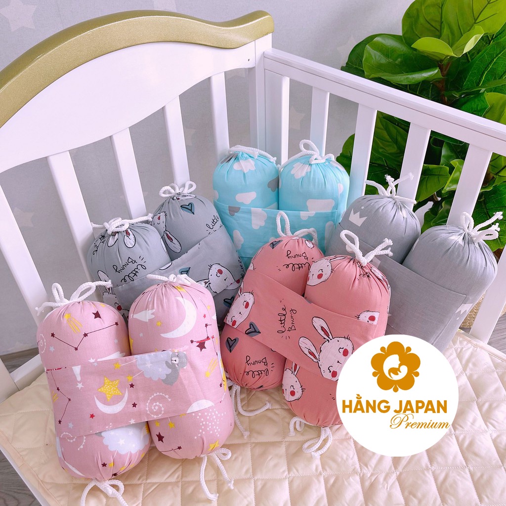 Set gối chặn và gối chống lõm cho trẻ sơ sinh vải cotton lụa - MonMon (Màu ngẫu nhiên)