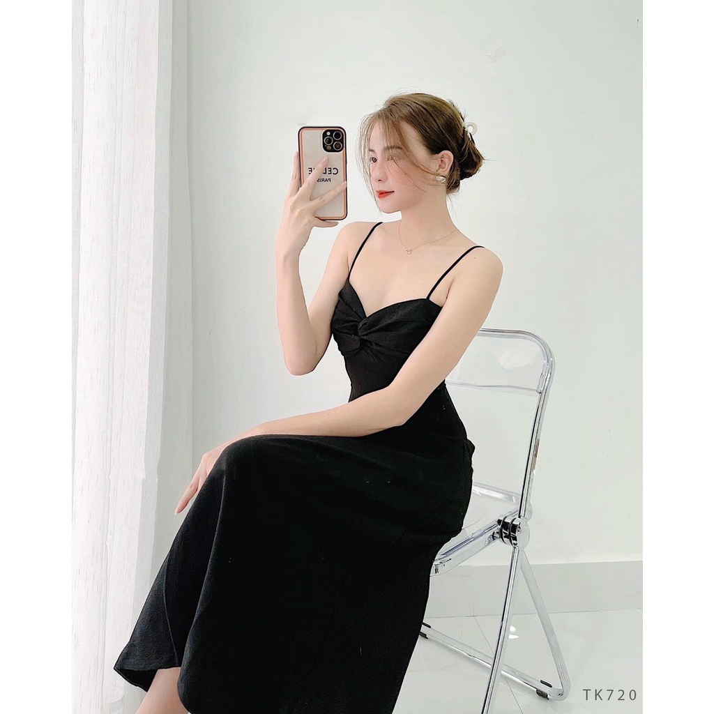 Đầm Xoè 2 Dây Xốp Xoắn Ngực SN | BigBuy360 - bigbuy360.vn