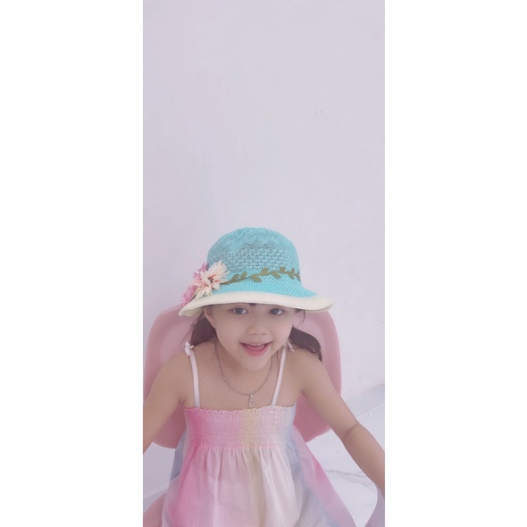 Mũ rộng vành vòng hoa siêu yêu cho bé(2-5 tuổi)