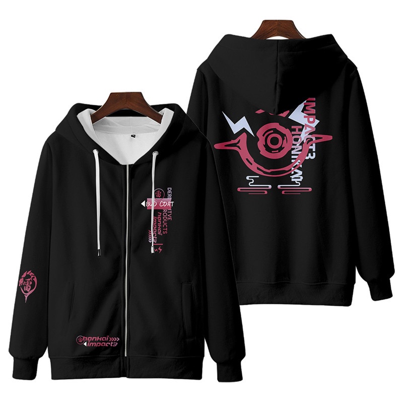 Áo Khoác Hoodie Tay Dài Dáng Rộng Có Khóa Kéo In Hình Honkai Impact 3 Elysia / Bronya Zaychik / Raiden Mei 3D Thời Trang Unisex 2022
