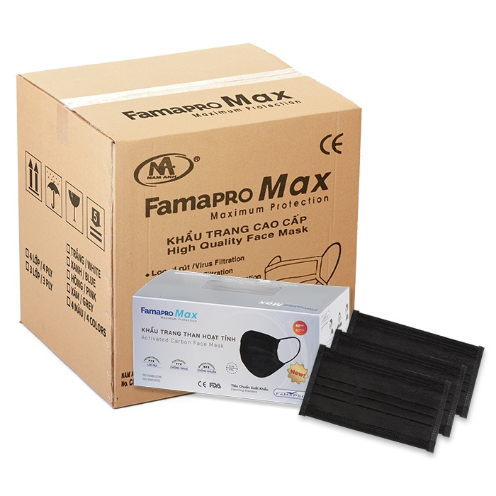[MAX- THÙNG 40 HỘP] Khẩu trang y tế cao cấp kháng khuẩn 4 lớp Famapro max (40 cái/hộp)