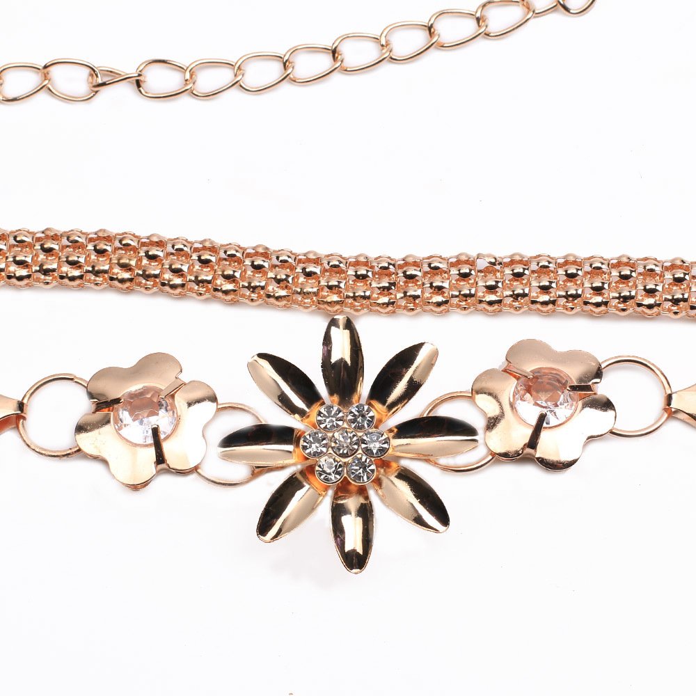 Dây đai váy hoa đính đá, thắt lưng hợp kim nữ