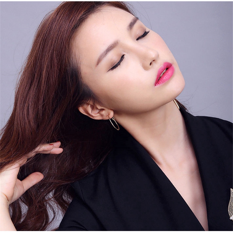 Bất Đối Xứng Bông Tai Vòng Tròn Nữ Hàn Quốc Thời Trang Trang Sức Bạc Thanh Lịch