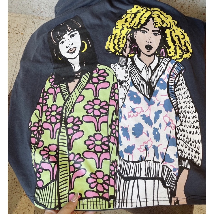 Áo Phông Za.Ra Tuồn Form Rộng, Áo Thun In Hình 2 Cô Gái Hàng QC (Hình Thật Shop Chụp)